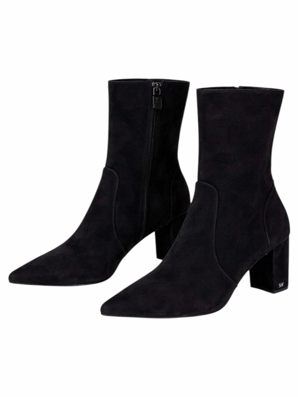 Stuart Weitzman Renegade Suede Block Heel Ankle Boots Black Size 11